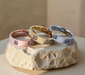 Zhongzhe Stainless Steel 18K Gold Plated Round Diamond <strong>Ring</strong> Man and Women Couple <strong>Ring</strong> Luxury Jewelry Engagement Gift <strong>Ring</strong> - Product Image 3