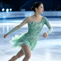 Robe de patinage artistique vert menthe avec strass, dos nu, manches longues, en maille, costume de compétition de patinage sur glace, personnalisé pour filles et femmes
