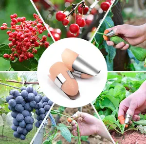 Pemotong Pengambil Sayuran Pertanian Alat Pemangkas Kebun Pisau Jempol Silikon Panen Set dengan Penutup Jari Anti-potong