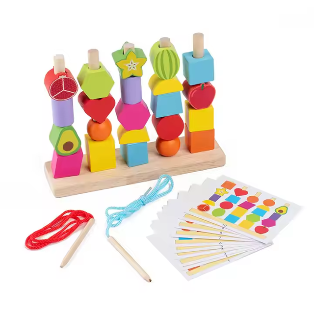 Montessori Wooden Sorting & Stacking Color Recognition Shape Sorter Baby Hand Eye Coordination Training Toy for Kid Boys & Girls