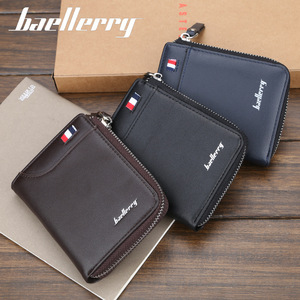 กระเป๋าสตางค์แบบสั้นสำหรับผู้ชายแบรนด์ Baellerry สีดำกาแฟ ช่องใส่บัตรหลายช่อง กระเป๋าสตางค์แบบซิปแนวตั้ง ใช้ได้ทุกวัน - Product Image 4