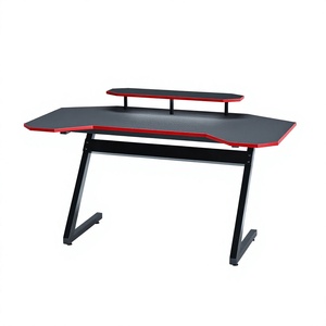 Bureau de jeu, bureau d'ordinateur portable en métal avec éclairage LED RGB, multifonctionnel, gain de place, table de jeu PC - Product Image 1