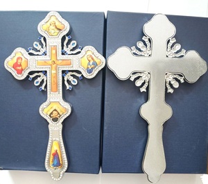 Grande <span class=keywords><strong>de</strong></span> aleación <span class=keywords><strong>de</strong></span> cristal chapado en oro <span class=keywords><strong>de</strong></span> la joyería para la <span class=keywords><strong>Iglesia</strong></span> oración Pectoral con caja <span class=keywords><strong>de</strong></span> regalo ortodoxa ceremonia religiosa mano Cruz - Product Image 3