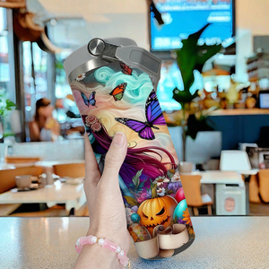 Vasos Térmicos de 30oz Serie de Terror de Halloween desde Almacén en EE. UU. de Doble Pared para Sublimación UV de Acero Inoxidable con Tapa y Popotes - Product Image 5