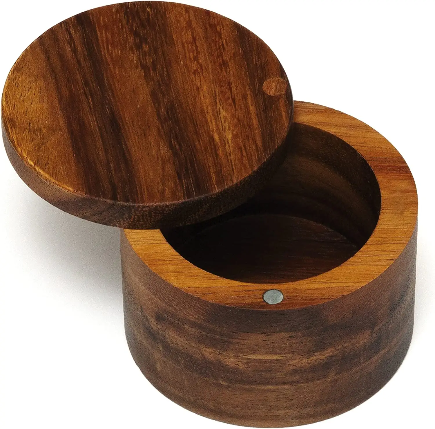 Acacia Wood Salt or Spice Box with Swivel Cover