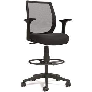 Taburete de dibujo Alera Wessex con respaldo de malla, altura de asiento ajustable, con anillo de soporte para los pies, soporta 275 lb, silla de espuma y tela negra - Product Image 1