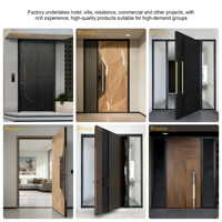 Porte extérieure en alliage d'aluminium Ertance, anti-effraction, style occidental moderne, noir mat, résistante aux hautes températures, couleur personnalisable
