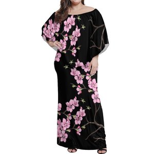 Nuovo Design a isola tropicale floreale stampato a strati con volant abito da spalla personalizzato di grandi dimensioni da donna lunghi Maxi abiti da sera - Product Image 4