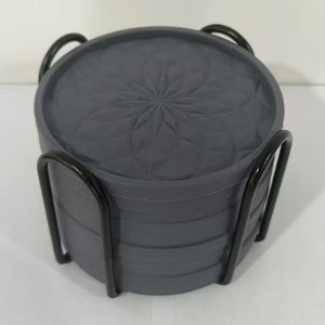 Posavasos <span class=keywords><strong>de</strong></span> Silicona, Juego <span class=keywords><strong>de</strong></span> 6 Piezas con Base, <span class=keywords><strong>para</strong></span> Vasos <span class=keywords><strong>de</strong></span> Bebidas y Vino, Diseño <span class=keywords><strong>de</strong></span> Rombo Antideslizante y Grueso, Bandeja Antiadherente - Product Image 6