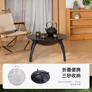 Grande table de barbecue au charbon de bois avec foyer 55x55x28cm, portable, pliable, résistante à la chaleur, pour intérieur et extérieur, pour le thé, la cuisson et la rôtisserie - Product Image 4