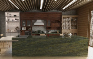 Tấm Đá <span class=keywords><strong>Granite</strong></span> <span class=keywords><strong>Picasso</strong></span> màu xanh lá cây sang trọng thiết kế hiện đại với bề mặt được đánh bóng cho tường và sàn nội thất cho biệt thự - Product Image 5