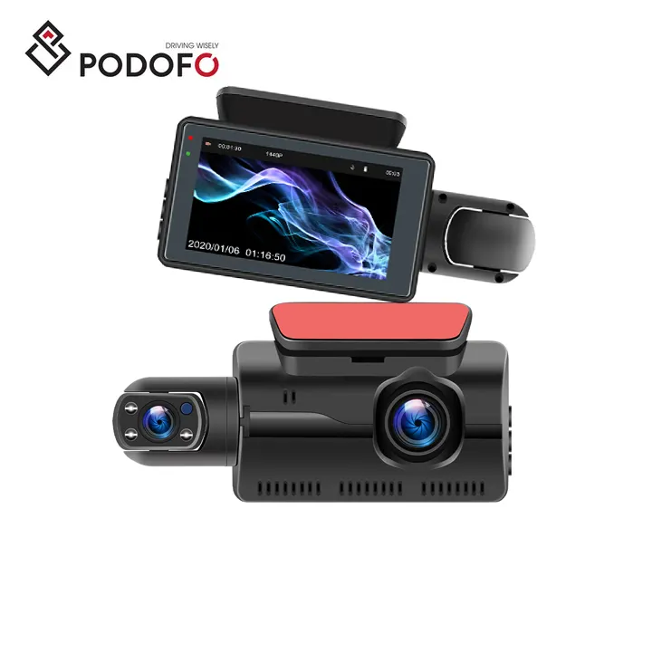 Podofo 3.0" Dash Cam Car Driving Recorder Front & Interior Dual Lens Camera DVR Car Parking Reversing Driving Night Vision