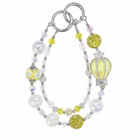 Lujoso Colgante para Teléfono con Corona Amarilla y Cuentas, Llavero de Plata con Cristales de Imitación, Colgante para Bolso, Joyería Hecha a Mano al por Mayor