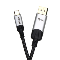VCOM Câble vidéo USB tressé en filet de coton de 1.8 mètres 4K 60Hz Câble USB-C vers DisplayPort pour téléphone portable Android vers TV HD