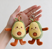 Porte-clés en peluche avocat mignon de dessin animé, poupée fruit en peluche Kawaii, porte-clés doux en forme 3D, breloque de sac en peluche pour cadeau d'anniversaire