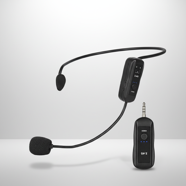 2.4G Wireless Omni-directional Condenser Microphone 3.5mm/6.5mm Connector Handheld Loudspeaker Headset System LED Lights Noise
