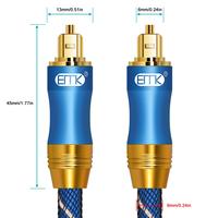 Câble audio numérique optique EMK SPDIF Toslink, connecteur carré, gaine en nylon plaqué or, haute durabilité pour barres de son PS4, téléviseurs