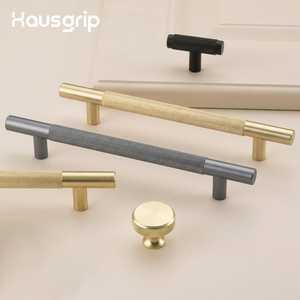Hausgrip <span class=keywords><strong>Tiradores</strong></span> <span class=keywords><strong>y</strong></span> Manijas Doradas Cepilladas, Herrajes de Aluminio Texturizado para Gabinetes, Manijas en T Marrón Mocha para Cocina - Product Image 1