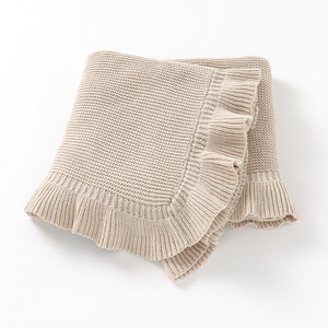 Couverture en coton Mimixiong OEKO <span class=keywords><strong>Tex</strong></span> de qualité supérieure, à volants, pour nouveau-né, bébé, crochet, jacquard, tricotée - Product Image 6