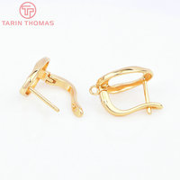 Fermoirs de boucles d'oreilles en laiton couleur or 24 carats de haute qualité, forme cercle irrégulier, symétriques, accessoires de fabrication de bijoux en gros