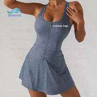 Combinaison de yoga pour femmes, personnalisée, respirante, à séchage rapide, extensible dans quatre directions, en polyester et élasthanne, avec fermeture éclair sur le devant, sans manches, pour l'entraînement et les exercices