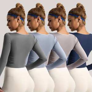 Hauts de yoga sans couture à manches longues pour femmes, vêtements de sport légers, respirants et à séchage rapide, sur mesure, en gros - Product Image 5