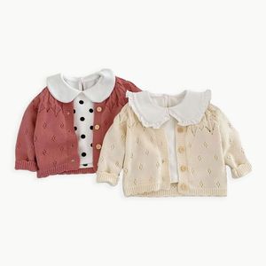 เสื้อสเวตเตอร์ถักแขนยาวสำหรับทุกเพศเสื้อแจ็กเก็ตคอกลมผ้าคอตตอนสวมใส่สบายดีไซน์แบบเรียบง่ายมีรูสำหรับเด็กแรกเกิด - Product Image 1