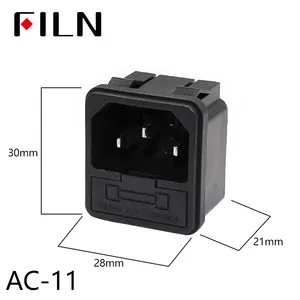 FILN AC-11 3 terminals 10A 220V AC Power Socket with three holes 10A fuse