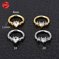 YW S925 cincin perak murni Pria Wanita, cincin hidung seksi zirkon tindik hidung mode