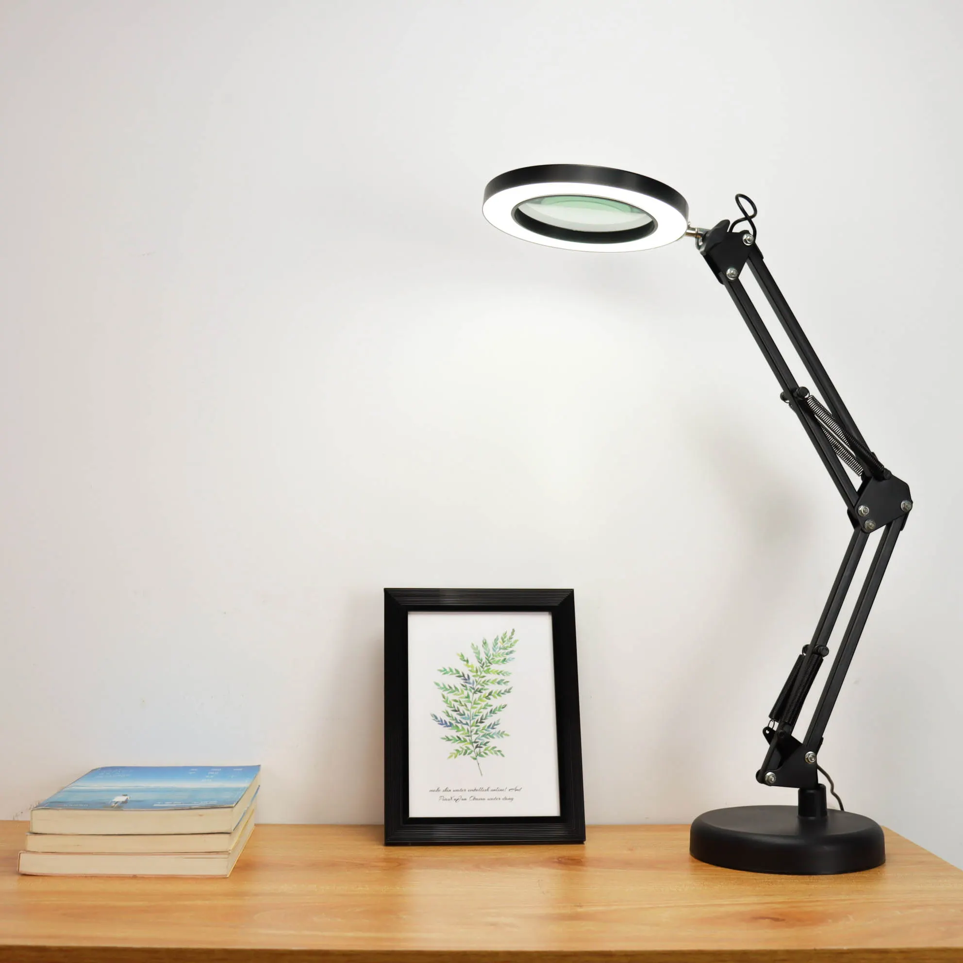 SML Metal Iron Magnifying Glass Swing Arm LED 7W Dimmable Light Study Table Desk Lamps With USB