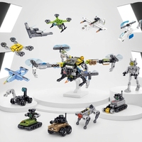 Ensemble de blocs de construction 12-en-1 : Drone, Véhicule Militaire, Navire Spatial, Robot, Chien Robot - Mini Modèles pour Enfants - Jouet de Construction DIY