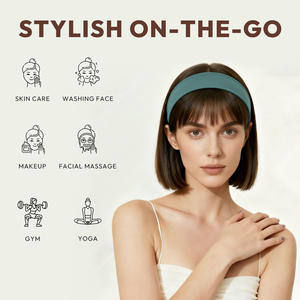 Serre-tête large Tiyo orné de strass en tissu tricoté élastique, accessoire capillaire décontracté pour femme, ensemble de couleurs blanc, noir, bleu marine et café - Product Image 4