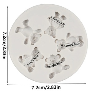 Cartoon Bear Silicone Mold For Chocolate Fondant Cake Decorations 5 Cavities Round Shape - Product Image 4