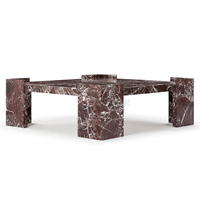 Newstar luxe personnalisé calcaire travertin salon luxe Rosso Levanto marbre table basse avec forme carrée