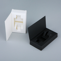 Boîte auto-érectrice vide en carton d'art avec poignée, recyclable, pour cosmétiques, parfums, huiles essentielles, estampage blanc/noir