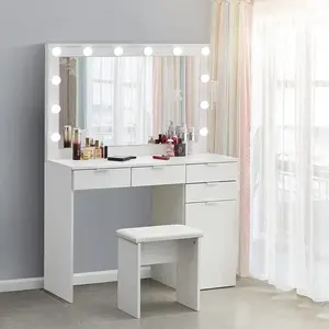 Comfort Dressing Table with Mirror Vanity Table With LED Light Makeup Mirror Makeup Dressing Table With Lights And Mirror