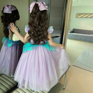 Robe de princesse longue à paillettes pour filles, nouvelle collection été 2024, costume de cosplay à la mode pour enfants, costumes pour fête d'Halloween - Product Image 4