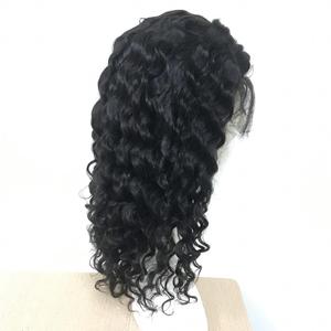 Vente en gros de haute qualité 100% extensions de cheveux humains fermeture à lacet perruque ondulée couleur noire naturelle - Product Image 5