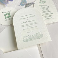 Cartes d'invitation de mariage personnalisées de luxe de la marque DigitalInk, vintage, faites à la main, avec estampage 3D en or, papier coton fabriqué au Fujian