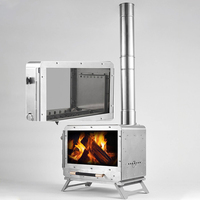 Poêle à granulés de bois et charbon de bois coupe-vent en acier inoxydable SUS304, chauffage de tente double usage avec cheminée de 1,75 m pour le camping en extérieur