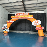 Arche gonflable géante personnalisée de 8 m, arche orange imperméable en Oxford, motif panda de dessin animé pour l'ouverture d'un magasin, publicité
