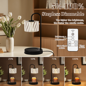 Lámpara Calentadora de Velas Eléctrica con Pantalla de Lino, Brillo Ajustable, Tamaño Mediano, Quemador de Aroma Metálico para Mesa, Decoración del Hogar - Product Image 6