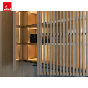 Gabinete de Cocina de Diseño con Acabado en Chapa de Madera Maciza de Roble Blanco Cortado a Cuarto y con Incrustaciones, con Iluminación <span class=keywords><strong>LED</strong></span> Interior - Product Image 6