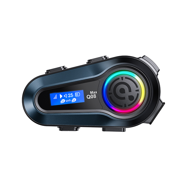 Q08 Max Dual-core Chipset Noise Reduction 800MAH for Intercom Headset Music Sharing ABS IPX6 Waterproof LCD Display for