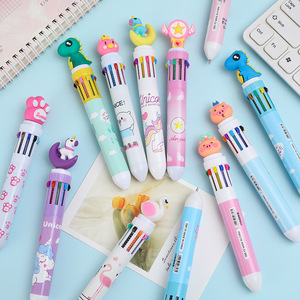 Promotional <b>Multicolor</b> Ball Point <b>Pen</b> 10 Colors in 1 with Animal Cartoon Figure Top 0.7 Mm Plastic <b>Pen</b> Blue & Black Ink - Product Image 4