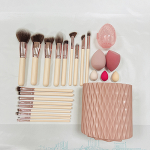 Juego de 18 Brochas de Maquillaje Profesionales con Logotipo Personalizado, MOQ 50, para Base, Corrector, Sombra de Ojos, Mango de Madera, Pelo Sintético, <span class=keywords><strong>5</strong></span> Esponjas Faciales - Product Image 3