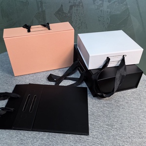 Factory Direct Eco-Friendly Rigid Folding <b>Magnetic</b> Gift <b>Box</b> Ribbon Handle Recyclable Cardboard Gift Packaging Bulk Custom Logo - Product Image 2
