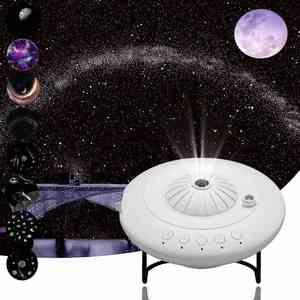 Lámpara LED de Proyección de Estrellas con Forma de Platillo Volador 13 en 1, Colores RGB Giratorios, Recargable por USB, Decoración de Techo para Habitación Infantil, Regalo - Product Image 1