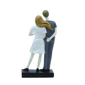 Romantic <b>Couple</b> Figurine Sculpture Standing Together with Bouquet and Heart Decorative Statue Art <b>Ornament</b> Gift - Product Image 3