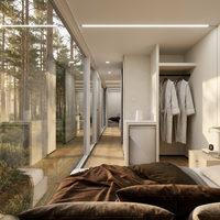 Maison capsule spatiale moderne, maison préfabriquée modulaire, pod de glamping insonorisé, logo personnalisé pour les complexes hôteliers et les ADU de jardin